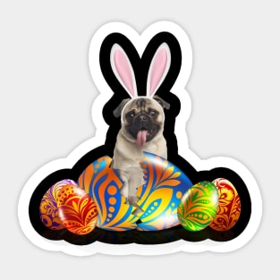 Pug Easter Egg Holiday T-Shirt Sticker